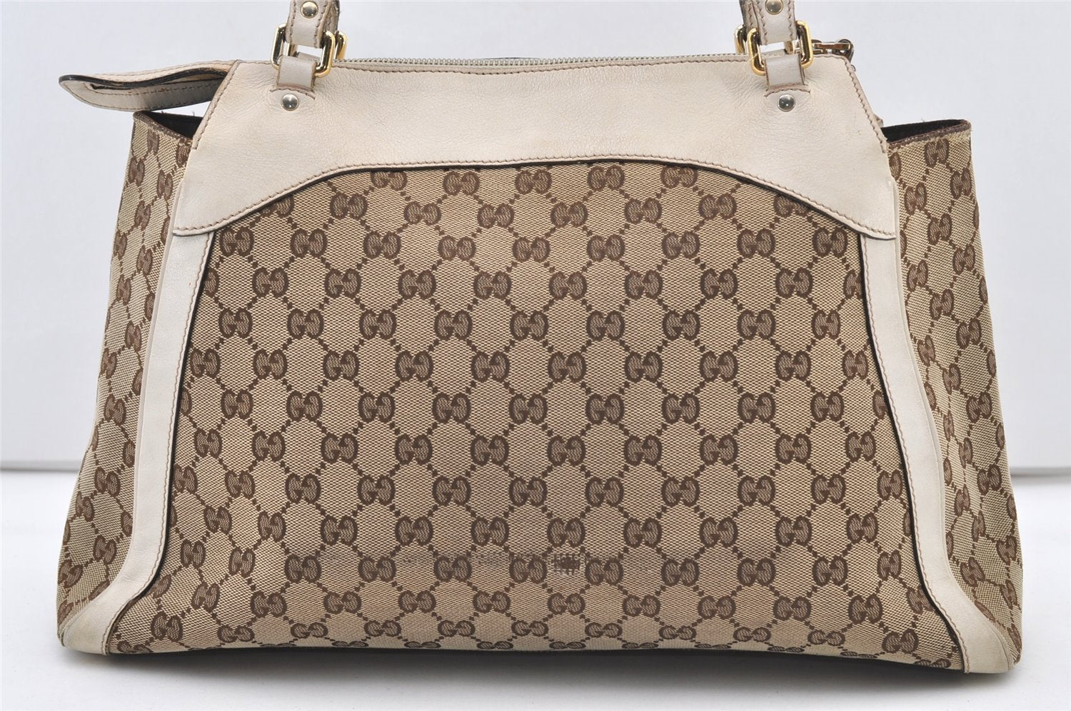 Authentic GUCCI Trophy Shoulder Tote Bag GG Canvas Leather 189828 Brown 2886J