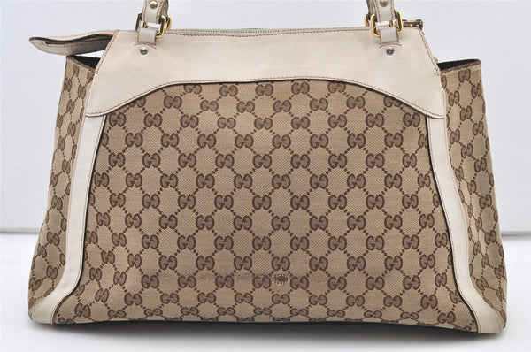 Authentic GUCCI Trophy Shoulder Tote Bag GG Canvas Leather 189828 Brown 2886J