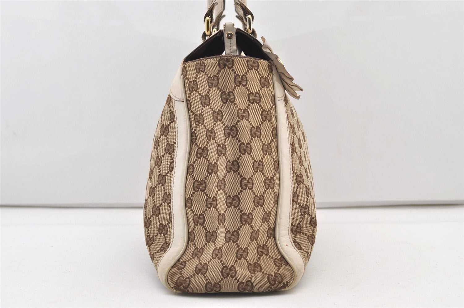 Authentic GUCCI Trophy Shoulder Tote Bag GG Canvas Leather 189828 Brown 2886J