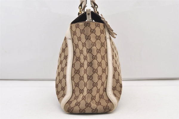 Authentic GUCCI Trophy Shoulder Tote Bag GG Canvas Leather 189828 Brown 2886J