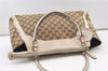 Authentic GUCCI Trophy Shoulder Tote Bag GG Canvas Leather 189828 Brown 2886J
