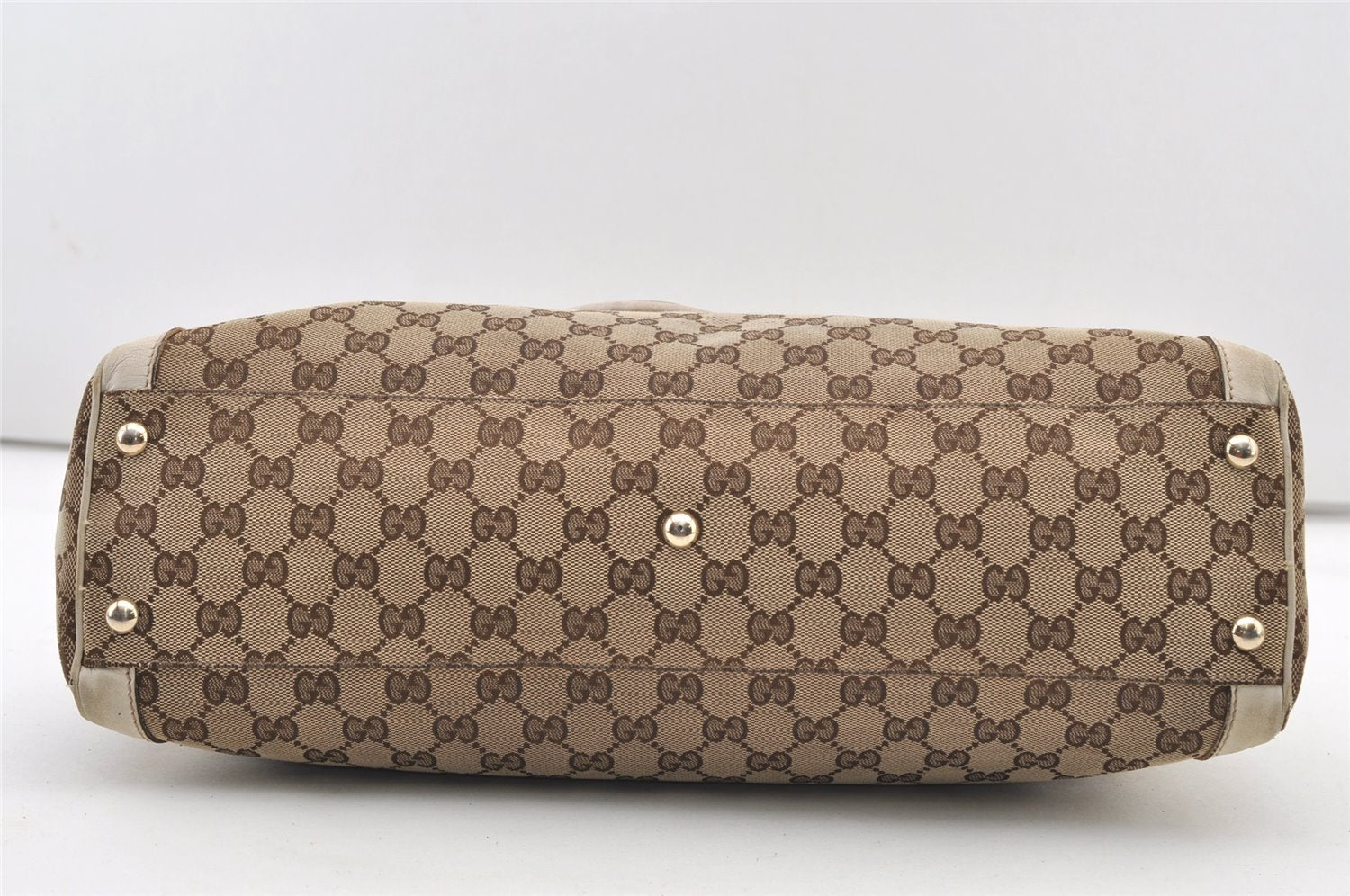 Authentic GUCCI Trophy Shoulder Tote Bag GG Canvas Leather 189828 Brown 2886J