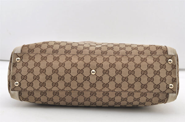 Authentic GUCCI Trophy Shoulder Tote Bag GG Canvas Leather 189828 Brown 2886J