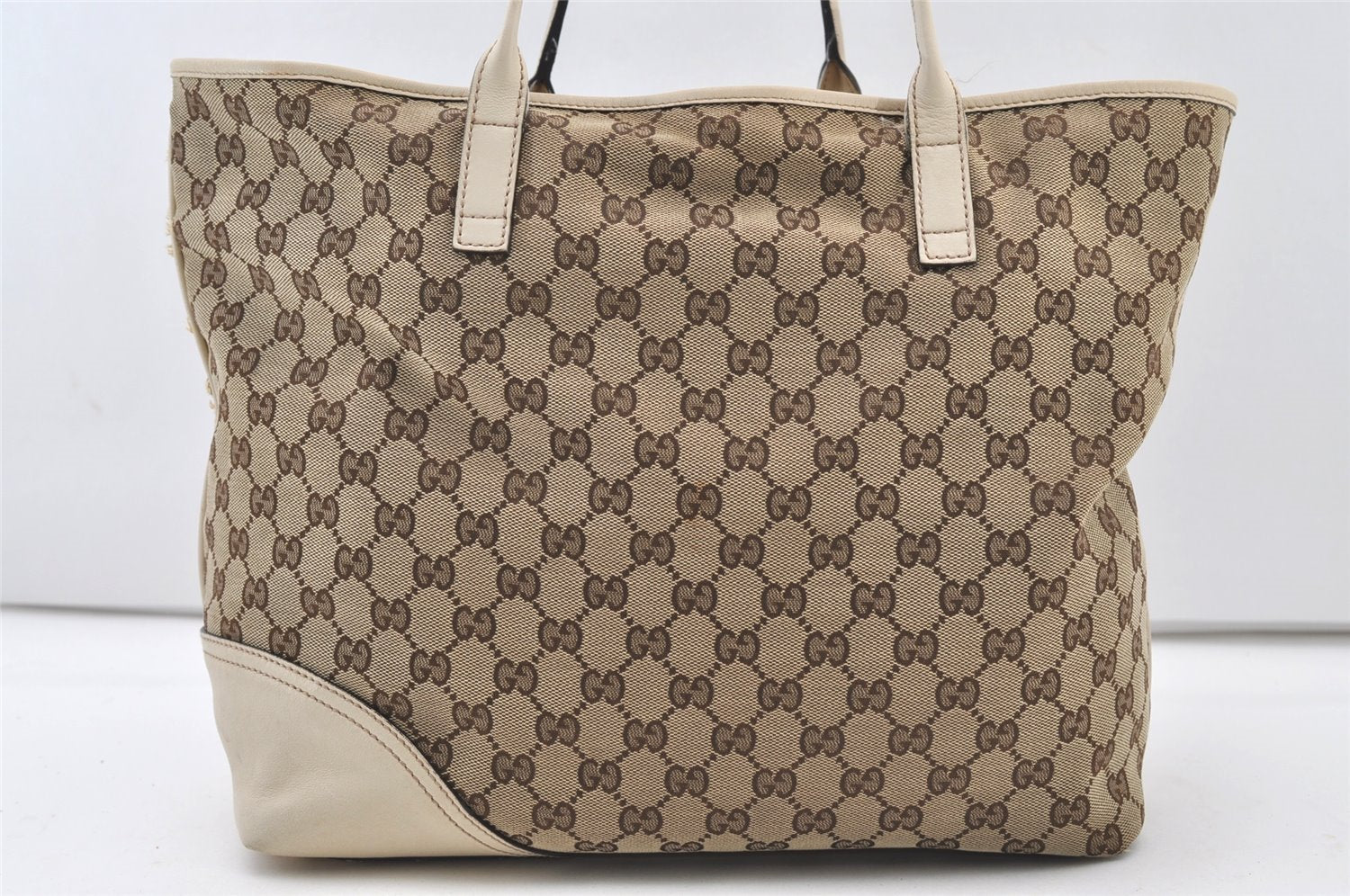 Authentic GUCCI New Britt Shoulder Tote Bag GG Canvas Leather 169945 Brown 2887J