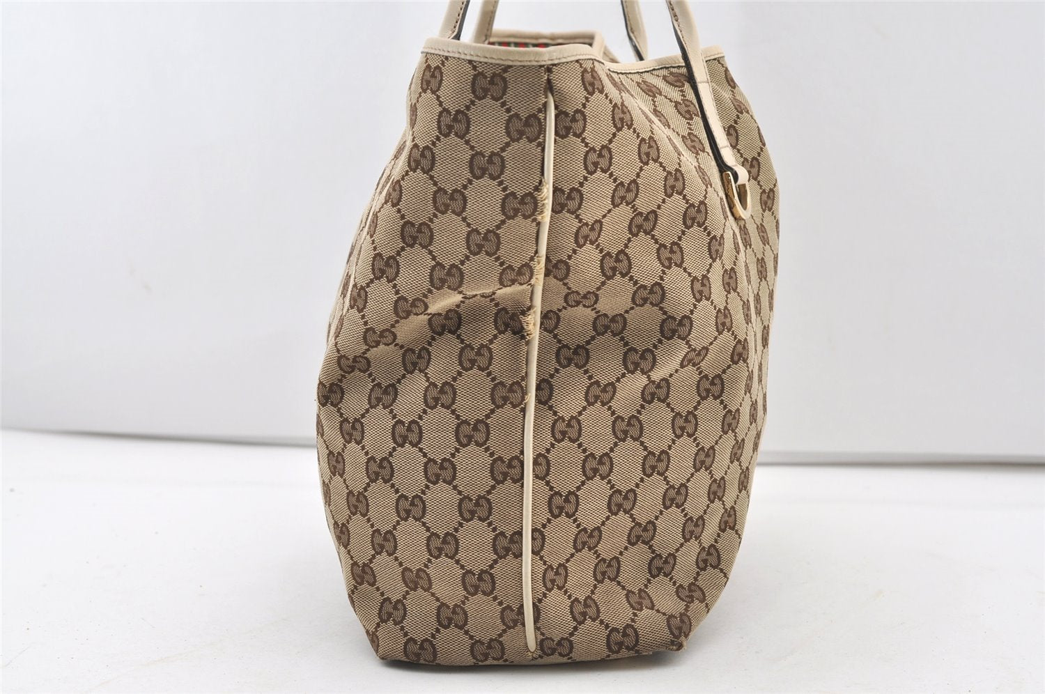 Authentic GUCCI New Britt Shoulder Tote Bag GG Canvas Leather 169945 Brown 2887J