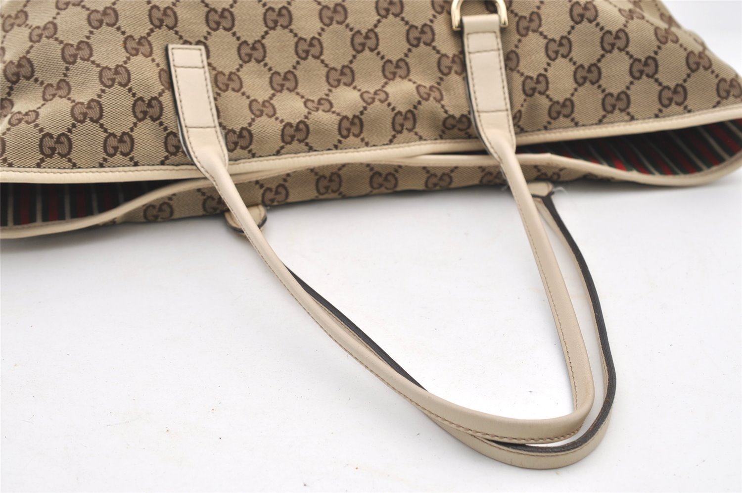 Authentic GUCCI New Britt Shoulder Tote Bag GG Canvas Leather 169945 Brown 2887J