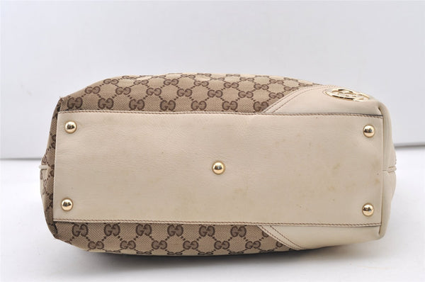 Authentic GUCCI New Britt Shoulder Tote Bag GG Canvas Leather 169945 Brown 2887J