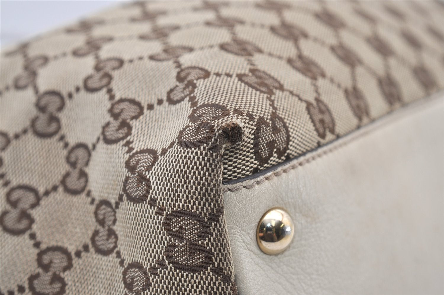 Authentic GUCCI New Britt Shoulder Tote Bag GG Canvas Leather 169945 Brown 2887J