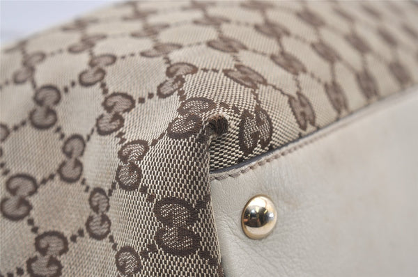 Authentic GUCCI New Britt Shoulder Tote Bag GG Canvas Leather 169945 Brown 2887J