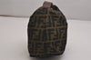 Authentic FENDI Vintage Zucca Hand Bag Purse Nylon Leather Brown 2891J