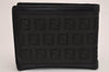 Authentic FENDI Zucchino Bifold Wallet Purse Canvas Leather Black Box 2893J