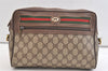 Authentic GUCCI Web Sherry Line Shoulder Bag GG PVC Leather Brown Junk 2893K