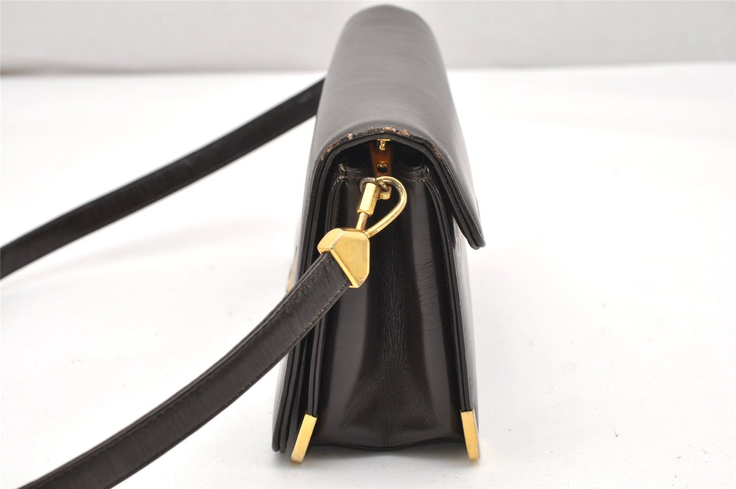 Authentic Christian Dior Vintage Shoulder Bag Purse Leather Brown 2894K