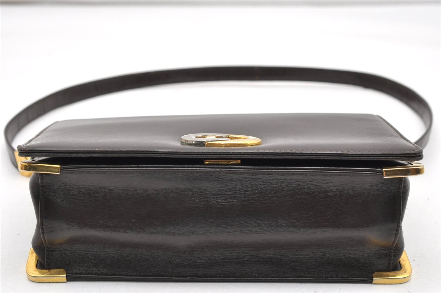 Authentic Christian Dior Vintage Shoulder Bag Purse Leather Brown 2894K