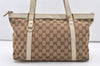 Authentic GUCCI Abbey Shoulder Tote Bag GG Canvas Leather 141470 Brown 2896J