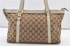 Authentic GUCCI Abbey Shoulder Tote Bag GG Canvas Leather 141470 Brown 2896J