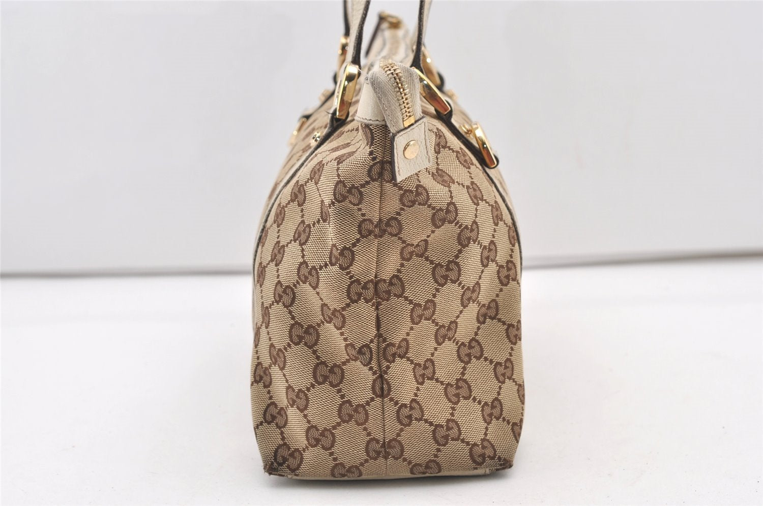 Authentic GUCCI Abbey Shoulder Tote Bag GG Canvas Leather 141470 Brown 2896J