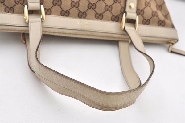 Authentic GUCCI Abbey Shoulder Tote Bag GG Canvas Leather 141470 Brown 2896J