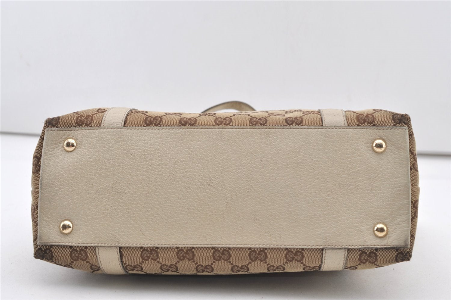 Authentic GUCCI Abbey Shoulder Tote Bag GG Canvas Leather 141470 Brown 2896J