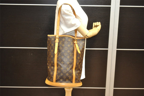 Authentic Louis Vuitton Monogram Bucket GM Shoulder Tote Bag M42236 Junk 2899J