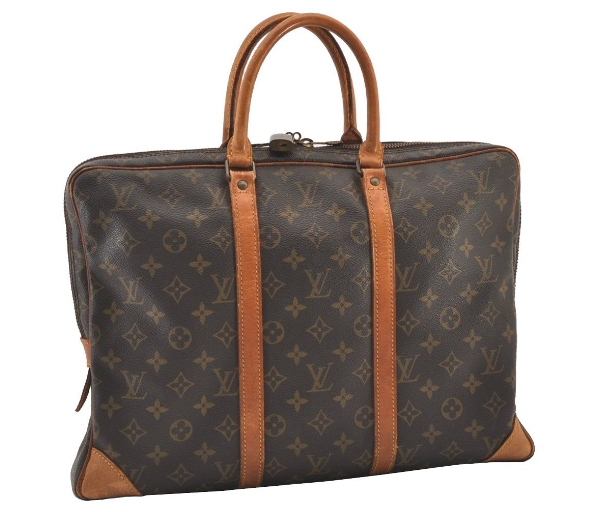 Authentic Louis Vuitton Monogram Porte Documents Voyage M53361 Briefcase 2900J