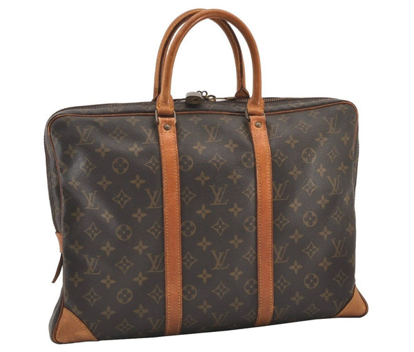 Authentic Louis Vuitton Monogram Porte Documents Voyage M53361 Briefcase 2900J