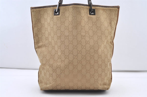 Authentic GUCCI Sherry Line Tote Bag GG Canvas Leather 31243 Beige 2902J