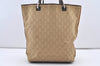 Authentic GUCCI Sherry Line Tote Bag GG Canvas Leather 31243 Beige 2902J