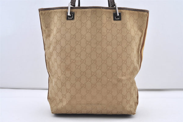 Authentic GUCCI Sherry Line Tote Bag GG Canvas Leather 31243 Beige 2902J