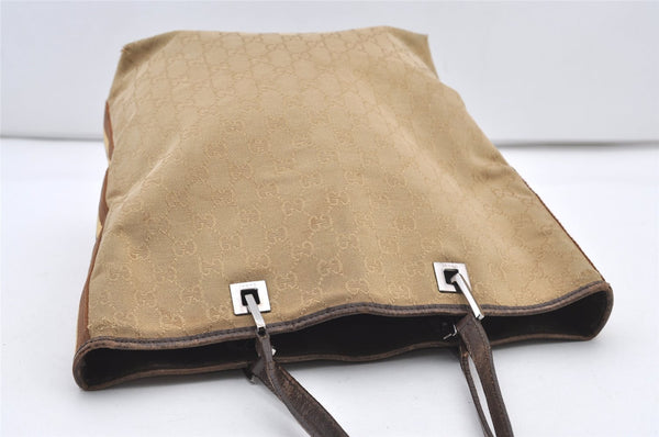 Authentic GUCCI Sherry Line Tote Bag GG Canvas Leather 31243 Beige 2902J