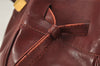 Authentic Cartier Must de Cartier Leather Shoulder Drawstring Bag Bordeaux 2902K