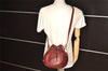 Authentic Cartier Must de Cartier Leather Shoulder Drawstring Bag Bordeaux 2902K