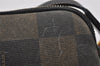 Authentic FENDI Pequin Check Shoulder Cross Bag PVC Leather Brown Black 2905I