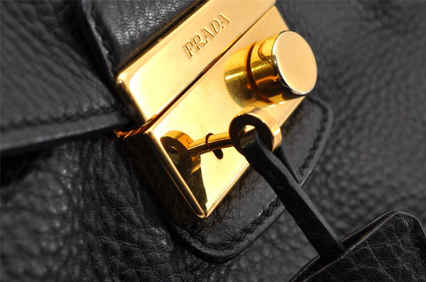 Authentic PRADA Leather Nappa 2Way Shoulder Cross Body Hand Bag Black 2906I