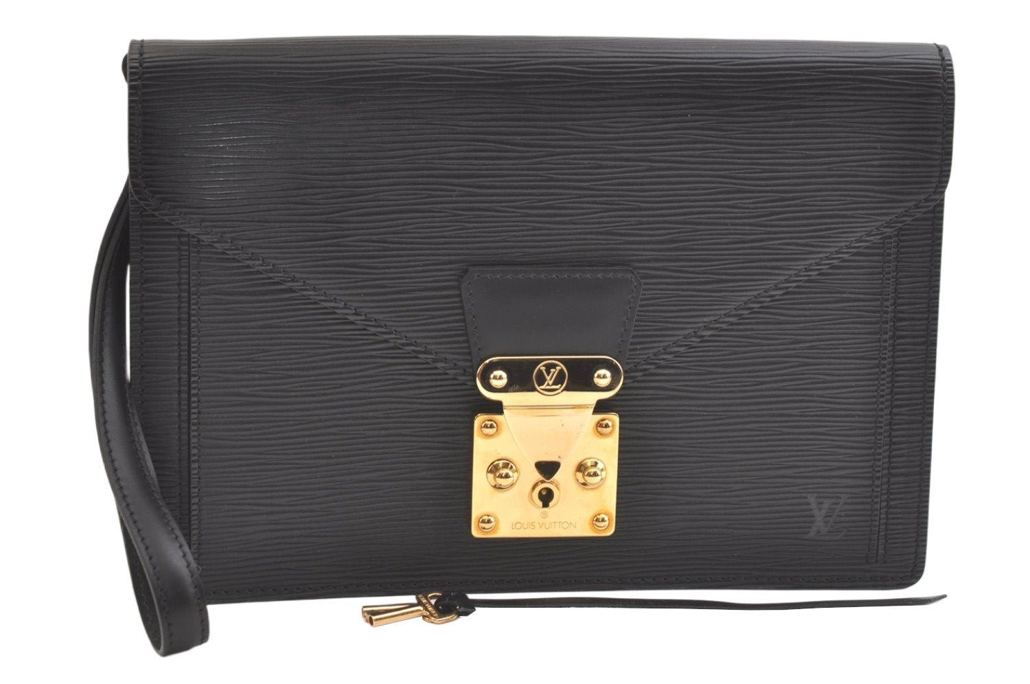 Auth Louis Vuitton Epi Pochette Sellier Dragonne Clutch Bag M52612 Black 2908K