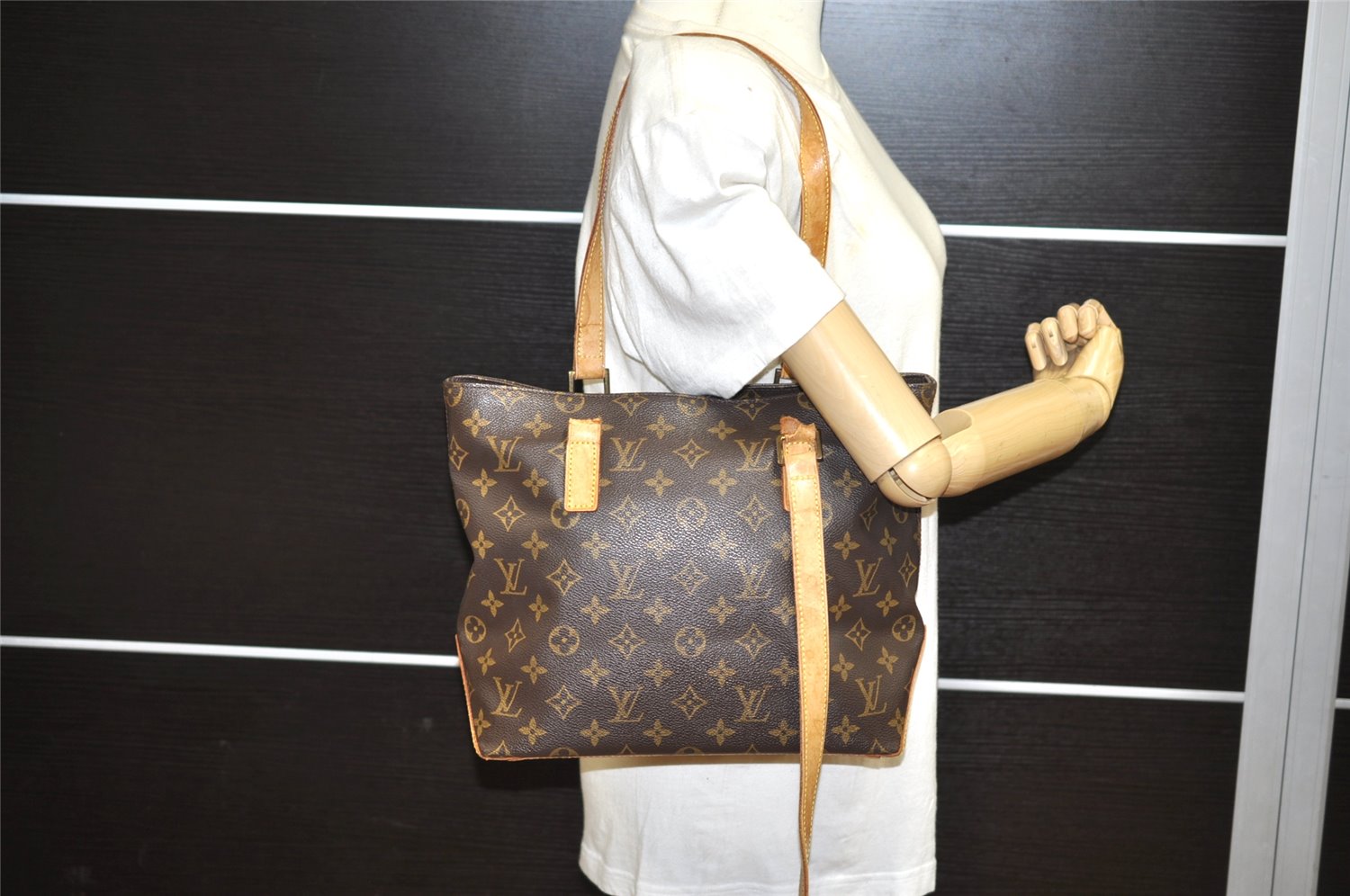 Authentic Louis Vuitton Monogram Cabas Piano Shoulder Tote Bag M51148 Junk 2909K