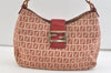 Authentic FENDI Zucchino Shoulder Hand Bag Purse Canvas Leather Red 2910K