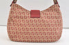 Authentic FENDI Zucchino Shoulder Hand Bag Purse Canvas Leather Red 2910K