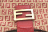 Authentic FENDI Zucchino Shoulder Hand Bag Purse Canvas Leather Red 2910K