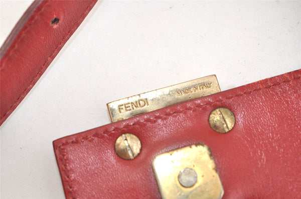 Authentic FENDI Zucchino Shoulder Hand Bag Purse Canvas Leather Red 2910K