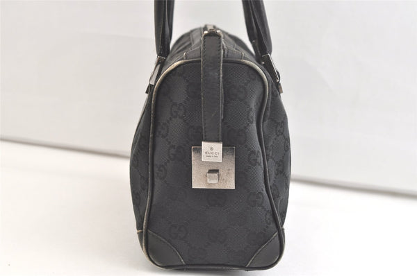 Authentic GUCCI Vintage Hand Boston Bag GG Canvas Leather 0000851 Black 2913K