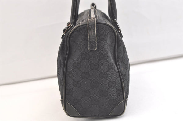 Authentic GUCCI Vintage Hand Boston Bag GG Canvas Leather 0000851 Black 2913K