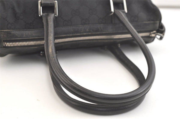 Authentic GUCCI Vintage Hand Boston Bag GG Canvas Leather 0000851 Black 2913K