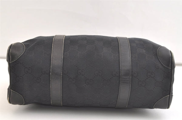 Authentic GUCCI Vintage Hand Boston Bag GG Canvas Leather 0000851 Black 2913K