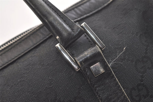 Authentic GUCCI Vintage Hand Boston Bag GG Canvas Leather 0000851 Black 2913K