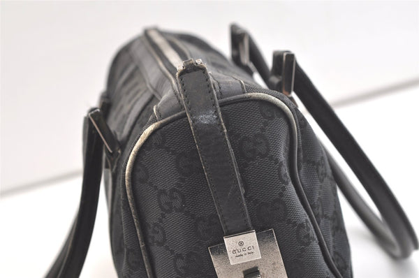 Authentic GUCCI Vintage Hand Boston Bag GG Canvas Leather 0000851 Black 2913K