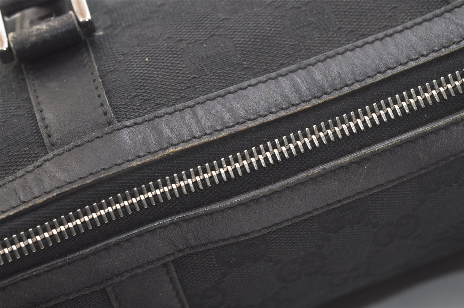 Authentic GUCCI Vintage Hand Boston Bag GG Canvas Leather 0000851 Black 2913K