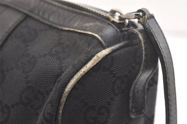 Authentic GUCCI Vintage Hand Boston Bag GG Canvas Leather 0000851 Black 2913K