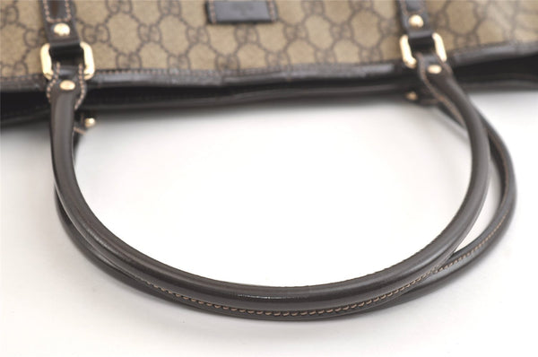 Authentic GUCCI Vintage Shoulder Tote Bag GG PVC Enamel 197953 Brown 2916K