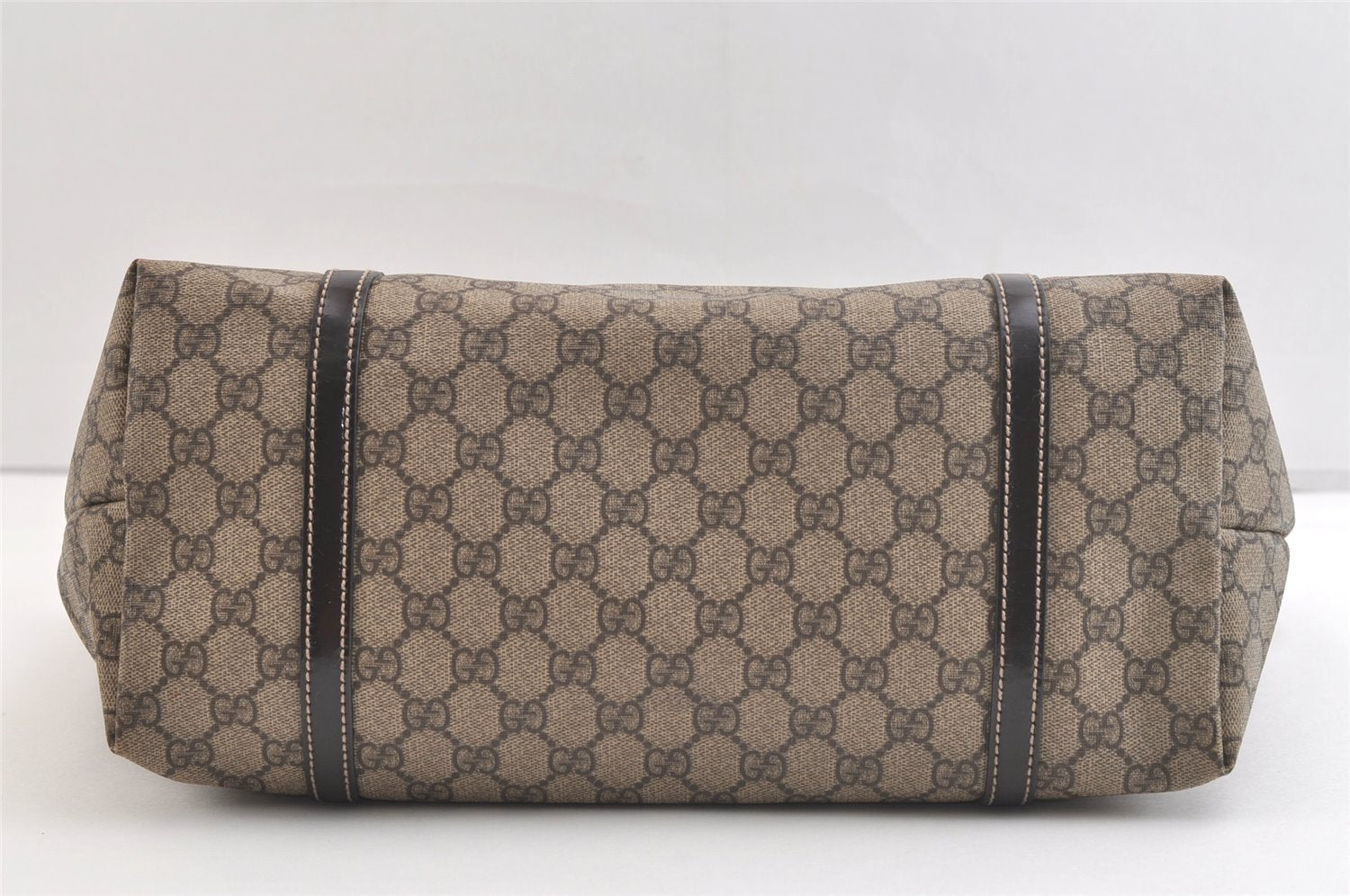 Authentic GUCCI Vintage Shoulder Tote Bag GG PVC Enamel 197953 Brown 2916K